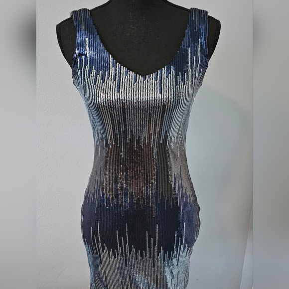 Blue Sequin Ombre Mini Bodycon Party / Homecoming Dress ~ Sm ~ Worn Once - Picture 3 of 4